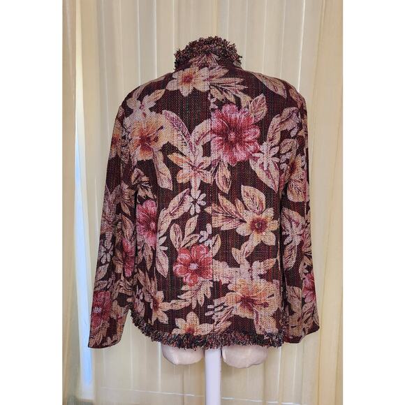 Chicos Jacket Womens Size 1
Flowers Silk Open Boho Pockets Tapestry - Picture 3 of 5